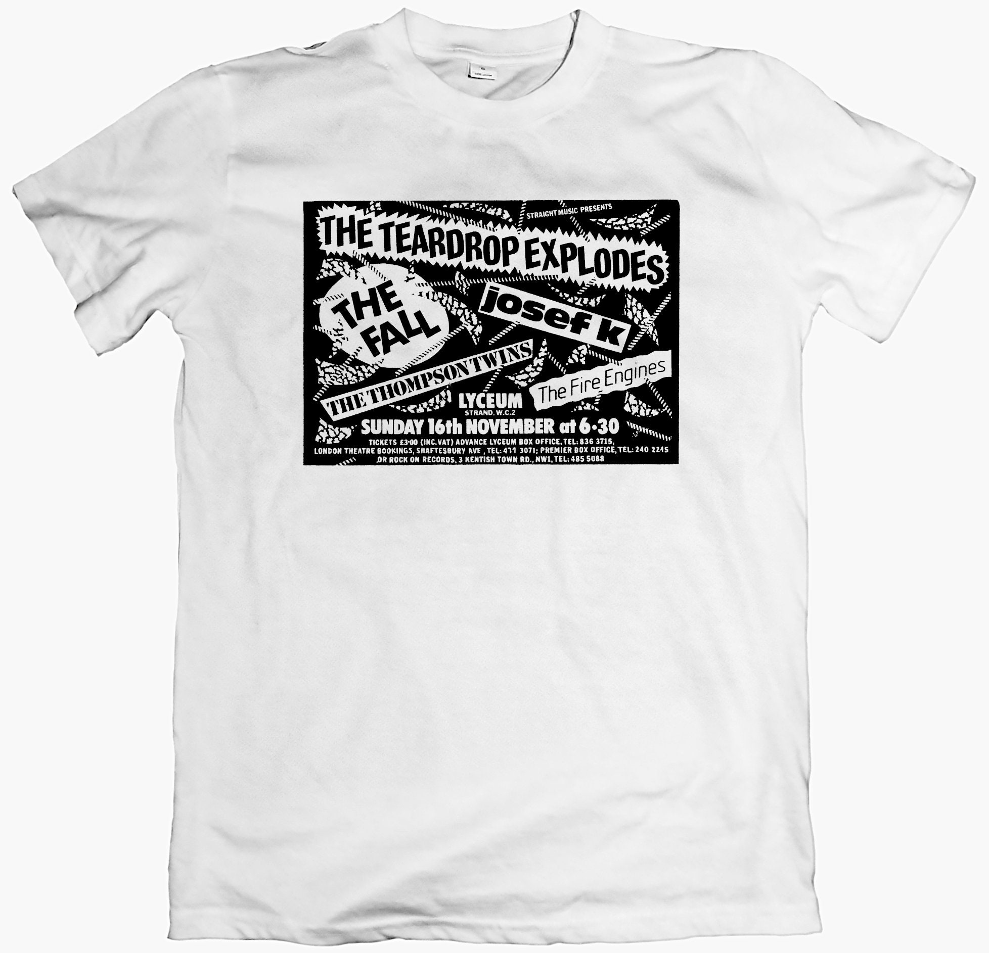 The Fall/Teardrop Explodes/Josef K/Fire Engines T-shirt/Long Sleeve, post punk new wave wire pil birthday party josef k postcard records