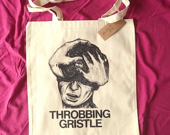 THROBBING GRISTLE Tote Bag, Industrial Band Experimental Music Vintage Style Graphic Alternative