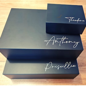 Magnetische geschenkdoos ZWART, gepersonaliseerde geschenkdoos, gepersonaliseerde geschenkdoos bruidsmeisje, stalknecht geschenkdoos voorstel bruidsmeisje, verjaardagscadeaudoos