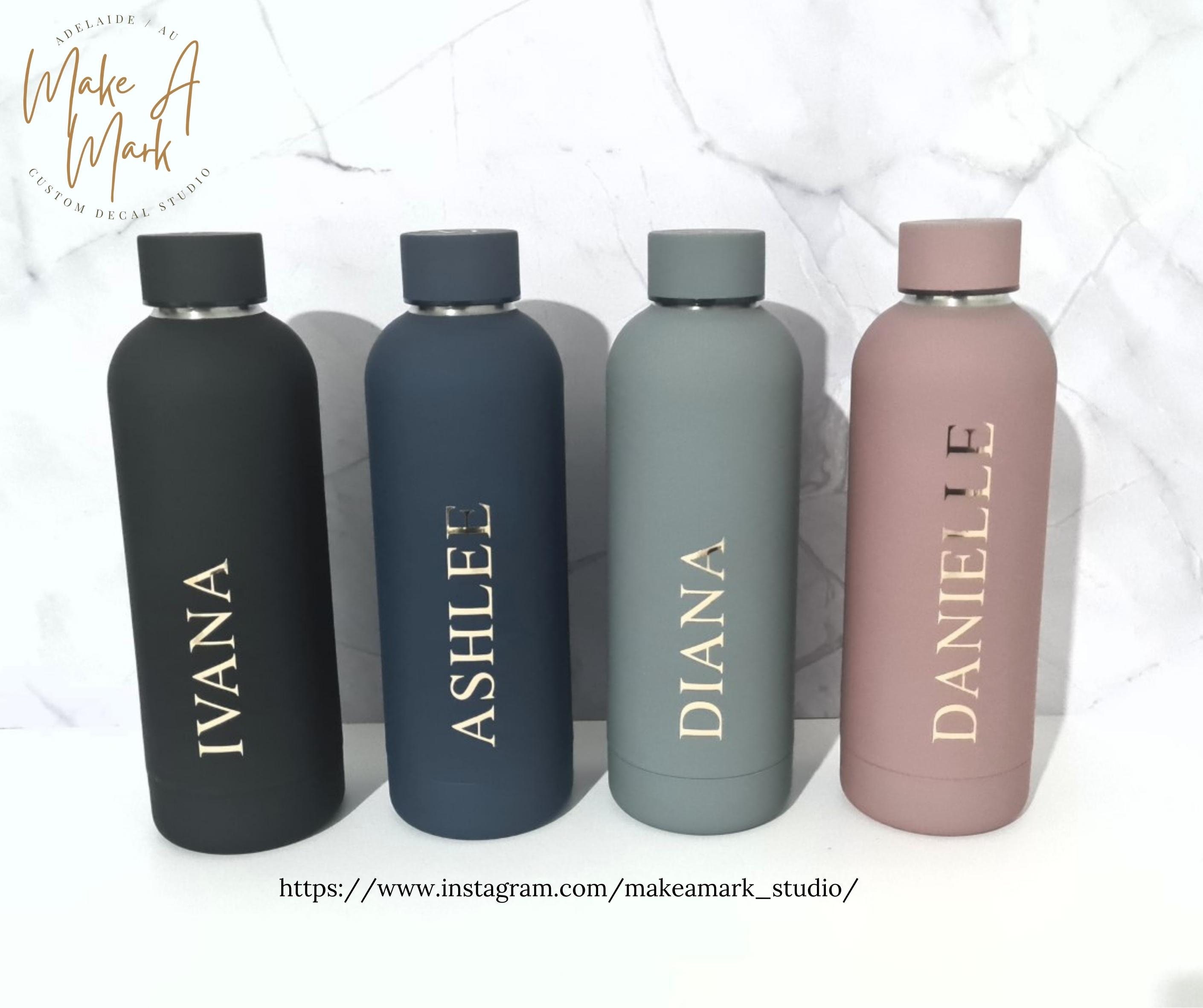 Personalised Insulated Metal Water Bottle Customised With Any Name / Word  500ml Double Walled Vacuum Flask 12 Hours Hot & 24 Hours Cold 