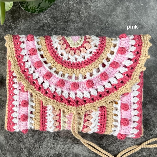 Set gehaakte boekenhoes en boekenlegger: 100% katoenen boho-omslag