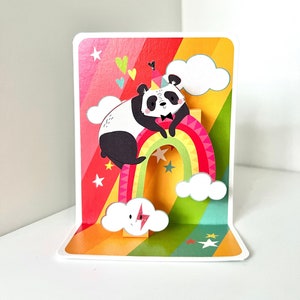 3D pop-up card Panda on the rainbow | Children's birthday greeting card | Birthday boy | Baby Gift | Birthday card