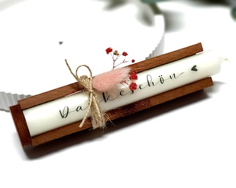 Graduated prices - candle "thank you" in a wooden box, gift