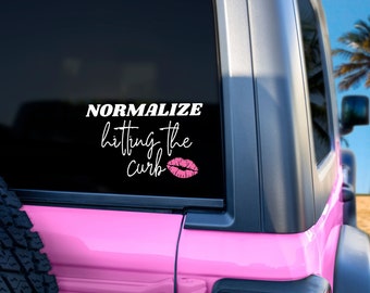 Normalize Hitting the Curb Car Decal | Funny Car Decals | Silly Bumper Stickers | Funny Gifts for Her | Hit the Curb Sticker | Vinyl Decals