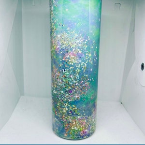 Glitter Opal Tumbler with Lid and Straw - Handmade Customizable Cup for Cold Drinks | Perfect for Gifts and Parties | Sparkling and Durable