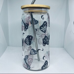 Cute Butterfly Tumbler with Lid | Eco-Friendly Glassware | Reusable Cup for Cold Beverages | Perfect Gift for Coffee Lovers | Glass Tumbler