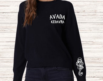 Avada Kedavra Dark Mark Crewneck Sweater, HP Womens Sweater, Cozy Pullover Sweatshirt, Death eater Sweater, Womens Apparel, Gift for Women