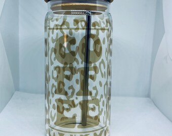 Handcrafted Glass Coffee Tumbler with Lid | Eco-Friendly Glassware | Reusable Cup for Hot or Cold Beverages | Perfect Gift for Coffee Lovers