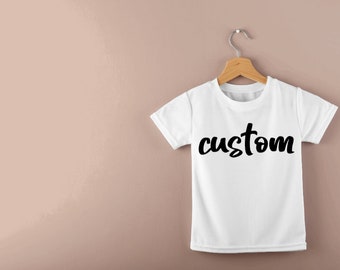 Camiseta personalizada para niños pequeños, camisa personalizada para niños, camisetas personalizadas para jóvenes y niños pequeños, camisetas personalizadas para niños, hechas a pedido, su texto aquí
