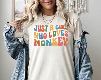 Just A Girl Who Loves Monkey Shirt, Funny Monkey Lover Sweatshirt, Monkey Hoodie, Monkey Lover Crewneck, Cute Monkey Tee, Monkey Tshirt