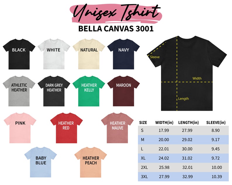a t - shirt with different colors and sizes