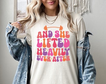 And She Lifted Heavily Ever After Shirt, Fitness Sweatshirt, Gym Hoodie, Funny Workout Tee, Weightlifting Shirt, Women Lifting Tee