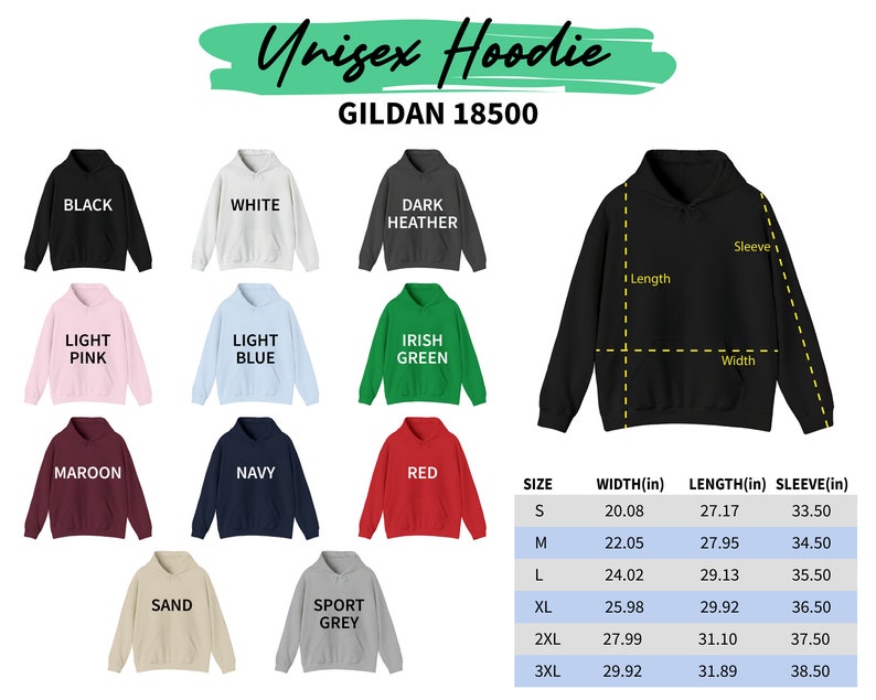 a picture of a women's hoodie sizes chart