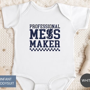 Professional Mess Maker Infant Bodysuit, Chaos Baby Shirt, Little Hurricane Toddler Tee, Tiny Trouble Newborn Tshirt, Mischief Kid T-Shirt