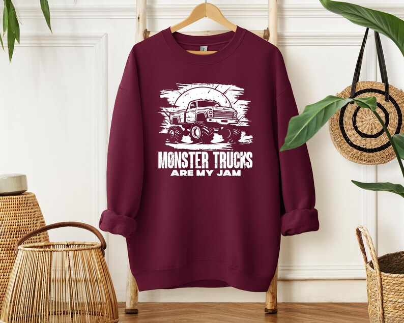 Monster Truck Are My Jam Shirt, Monster Truck Sweatshirt, Monster Truck Hoodie, Race Car Birthday, Monster Truck Birthday Gift image 4