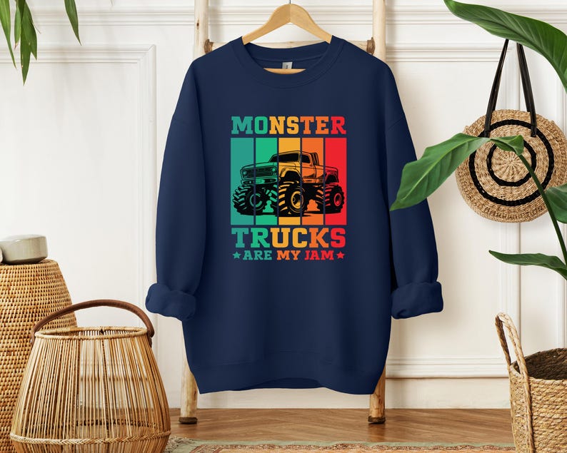Monster Truck Are My Jam Shirt, Monster Truck Sweatshirt, Monster Truck Hoodie, Race Car Birthday, Monster Truck Birthday Gift image 2