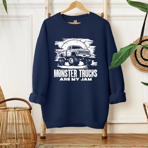 Monster Truck Are My Jam Shirt, Monster Truck Sweatshirt, Monster Truck Hoodie, Race Car Birthday, Monster Truck Birthday Gift image 2