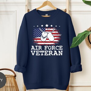 Air Force Veteran Shirt, Military Veteran Sweatshirt, Sweatshirt, Proud Airman Hoodie, USAF Tee, Patriotic Crewneck, Air Force Gift for Him image 4