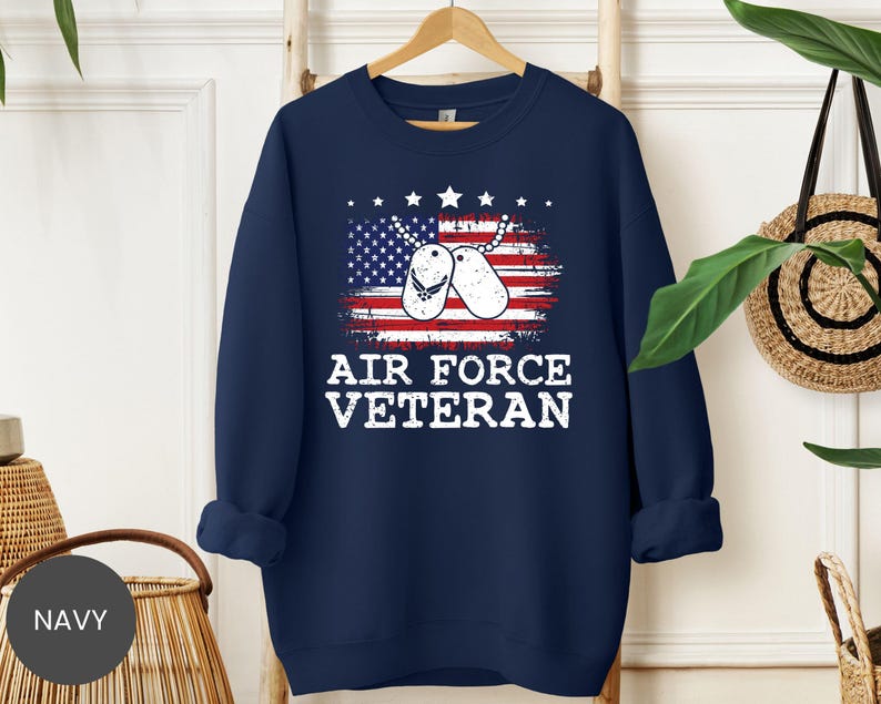 Air Force Veteran Shirt, Military Veteran Sweatshirt, Sweatshirt, Proud Airman Hoodie, USAF Tee, Patriotic Crewneck, Air Force Gift for Him image 4