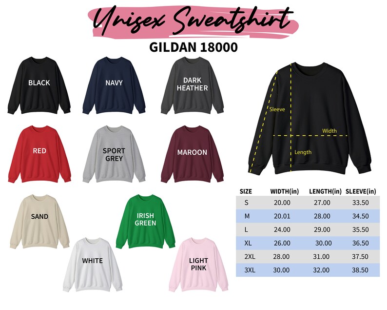 a group of different colored sweaters with the names of them