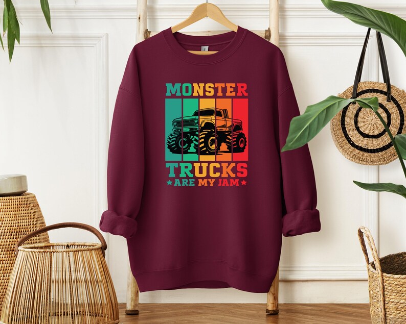 Monster Truck Are My Jam Shirt, Monster Truck Sweatshirt, Monster Truck Hoodie, Race Car Birthday, Monster Truck Birthday Gift image 4