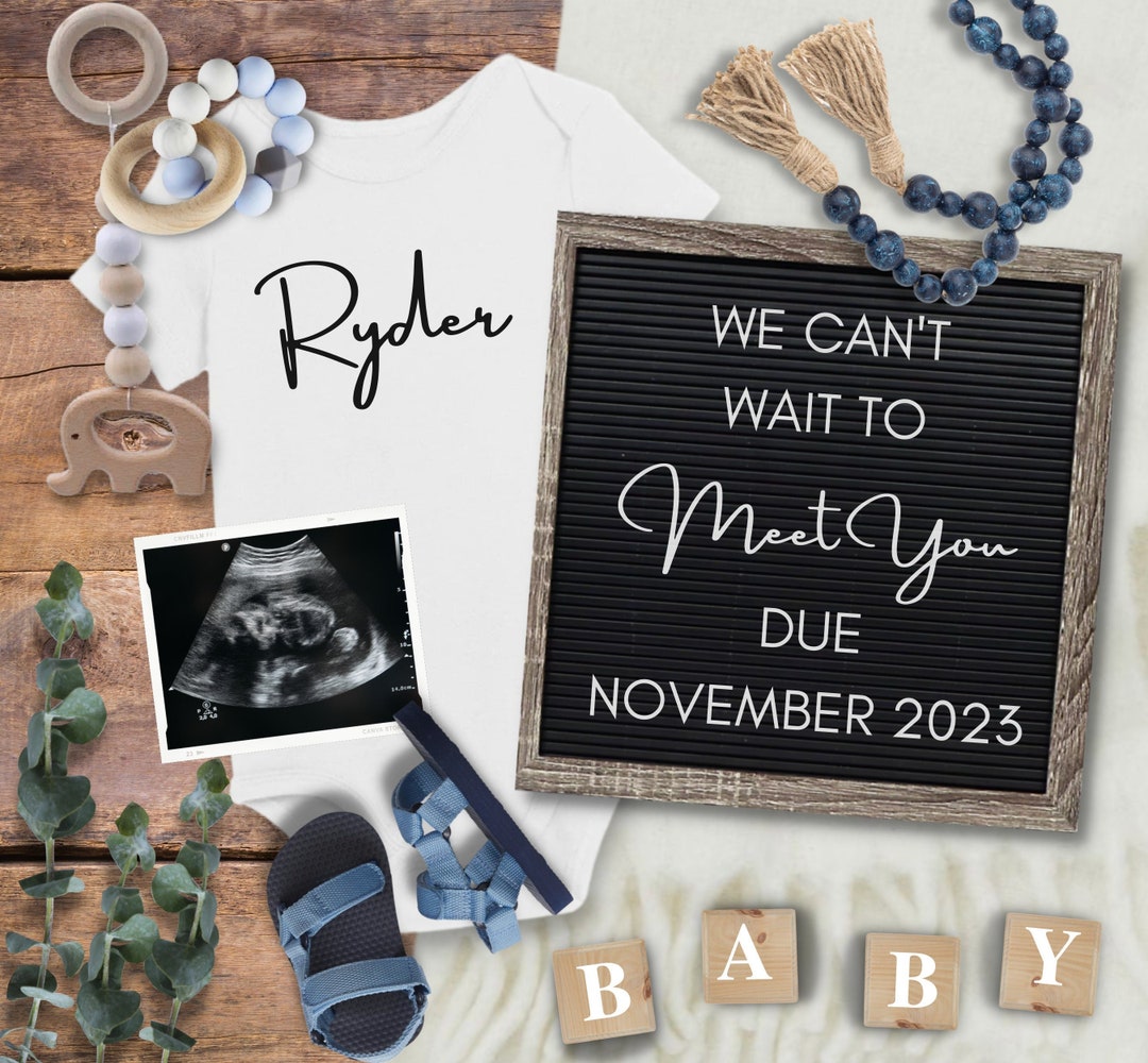 Blue Baby Announcement Pregnancy Announcement Boy Baby Announcement Letter Board Announcement