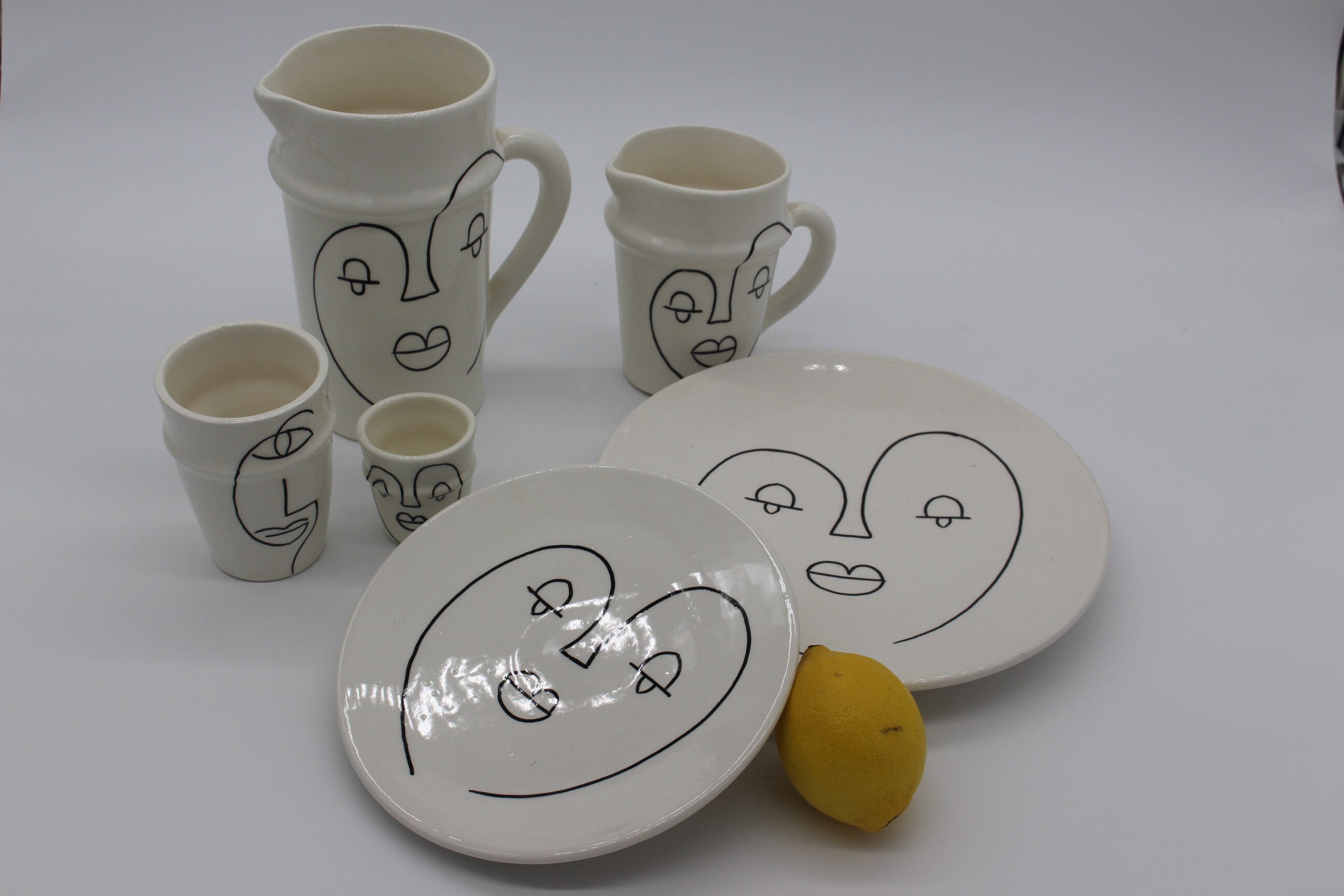Handmade Ceramic Plate With Face Design