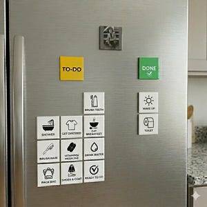 Personalised Kids Visual Routine Magnets, ADHD Autism Daily Schedule, 2x2" Fridge Magnets