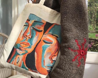 Bolsas de mano estampadas 100 % algodón con una obra de arte original y divertida