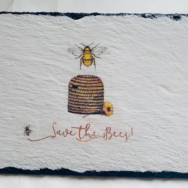 MADE TO ORDER - Handmade Slate Serving Platter – 'Save the Bees'