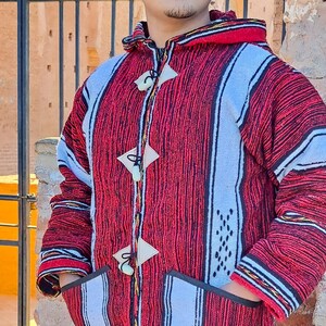 Chaqueta de lana marroquí / Sudadera con capucha de invierno / Abrigo tipo suéter hecho a mano para hombres y mujeres
