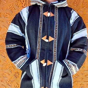 Marokkaanse wollen jas/trui jas boho-stijl/winterhoodie handgemaakt voor mannen en vrouwen