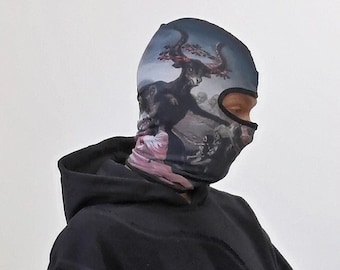 Balaclava diable mort démon unisexe custom ski mask two hole y2k streetwear goth