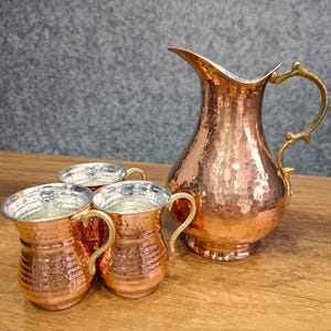 Handgjord hamrad kopparkanna: 2 liters dricksglas