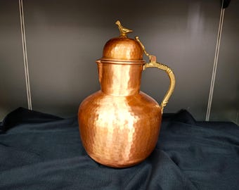 Handmade Copper Pitcher: Farmhouse Kitchen Decor, Oriental Accent