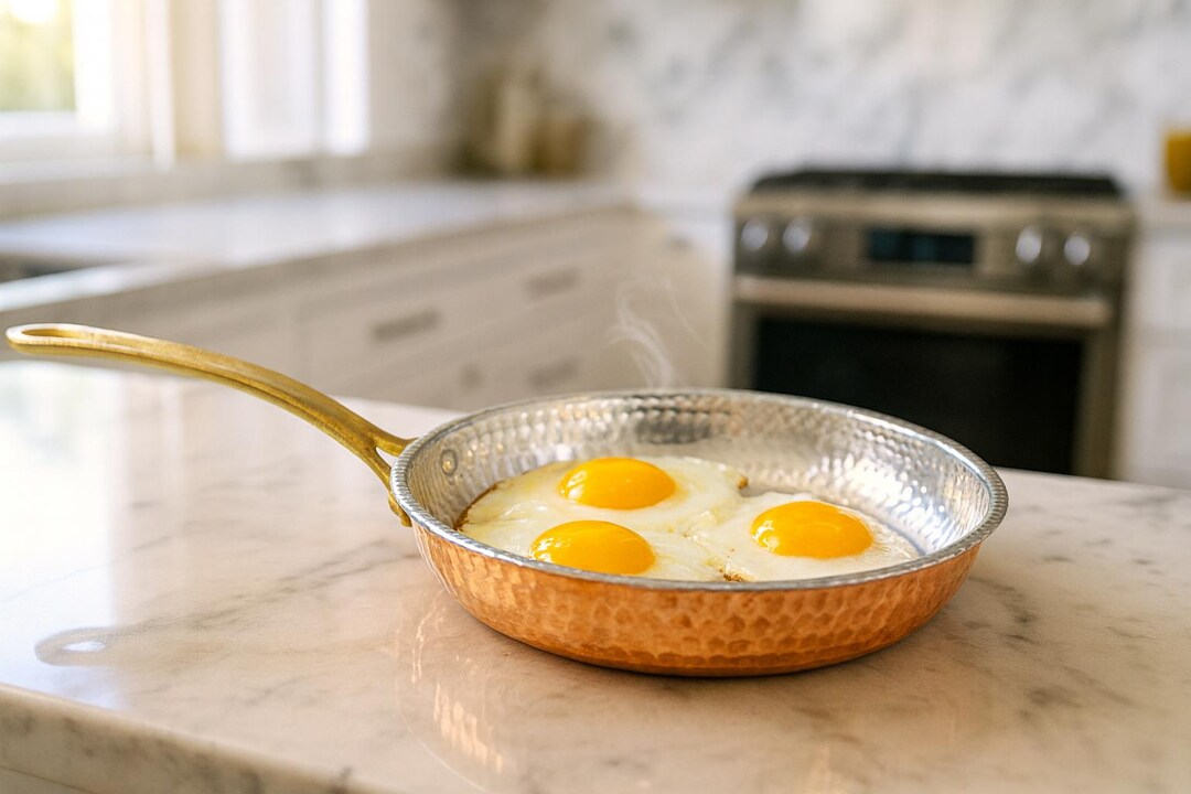 Handmade Copper Frying Pan With Brass Handle – Hammered Omelette ...