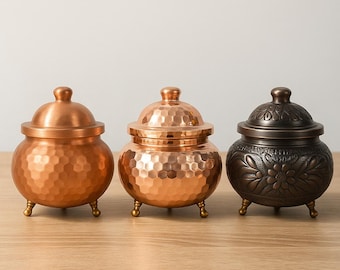 Copper candy bowl, handmade vintage sugar container, delight holder, spice jars, home kitchen decor, trinket bowl, gift for her