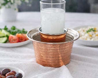 Copper cocktail cooler, Tsipouro Tsikoudia Ouzo Raki glass holder, copper ice bucket, kitchen decor, cup holders, alcoholic beverage cooling