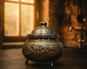 Copper candy bowl, handmade vintage sugar container, turkish delight holder, spice jars, home kitchen decor, trinket bowl, gift for her