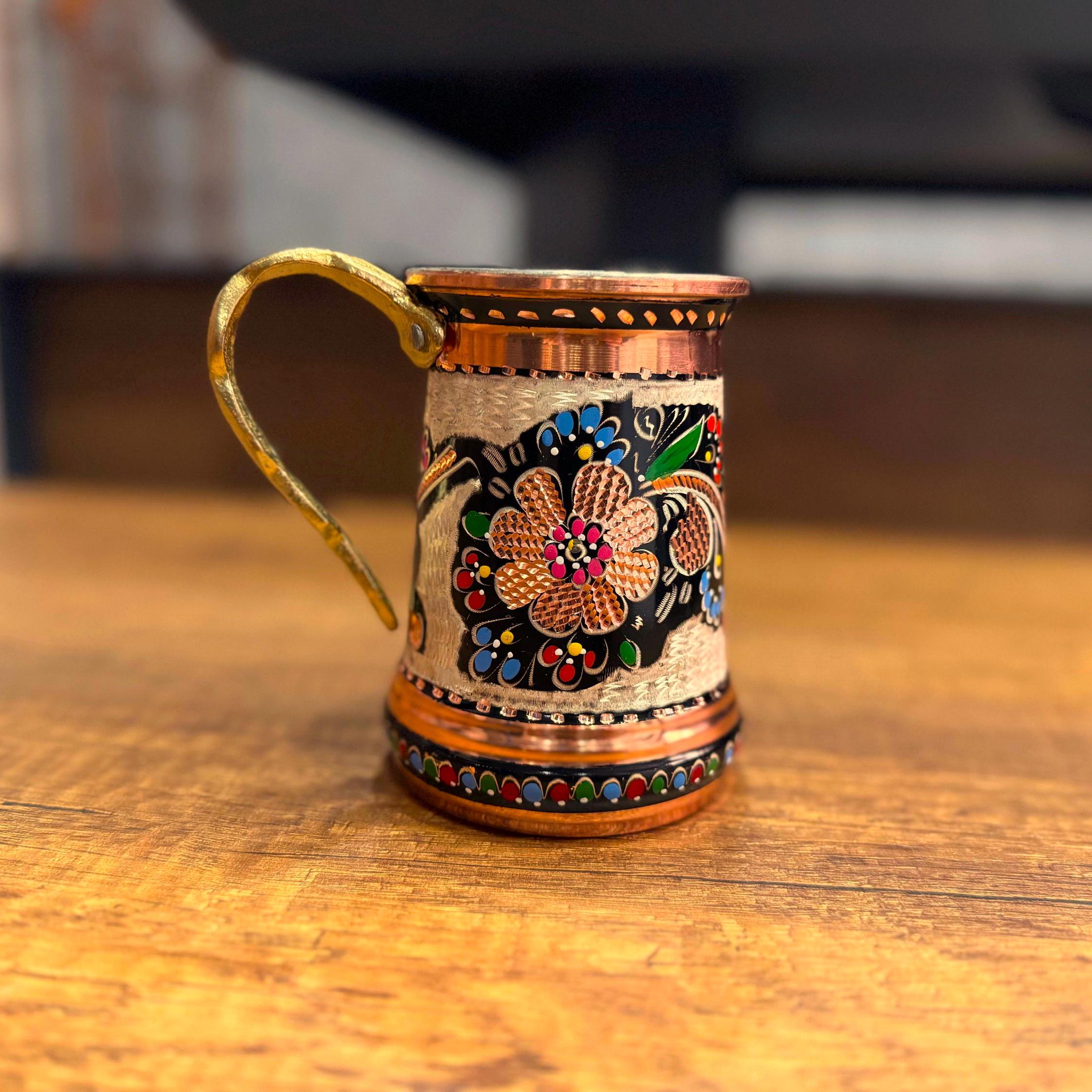 Handmade copper cup, 17 oz beer mug, Pure copper goblet, Moscow mule mug,Black cocktail drinkware,Metal drinking cup,Copper mug for drinking