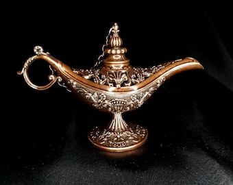 Vintage Style Genie Lamp: Brown-Bronze Incense & Candle Holder
