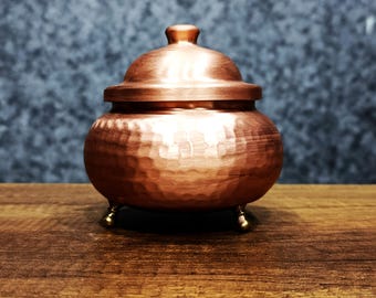 Copper candy bowl, handmade vintage sugar container, turkish delight holder, spice jars, home kitchen decor, trinket bowl, gift for her