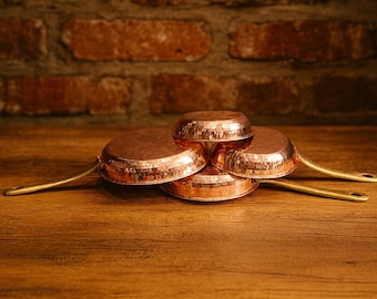 Handmade Hammered Copper Frying Pan – Brass Handle, Artisan Cookware