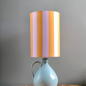 Elegant table lamp in beautiful pastel colors! Funky pattern of the shade and a base made from a preloved vase.
