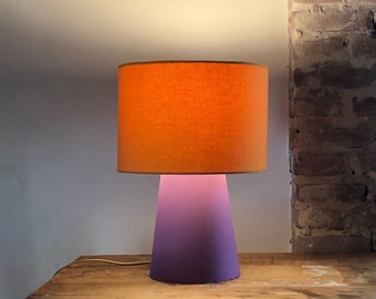 Table lamp made entirely of lampshade material in caramel and lilac. Colorful and handmade. Many combinations possible. Ask!