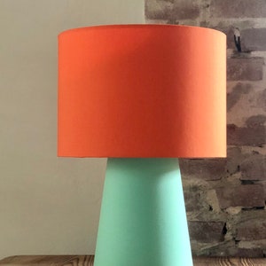 Table lamp made entirely of lampshade material in caramel and lilac. Colorful and handmade. Many combinations possible. Ask image 5