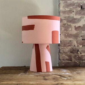 Table lamp made entirely of lampshade material, colorful, modern, designer lamp