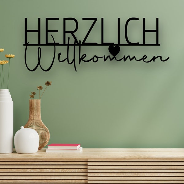 Wanddekoration | Herzlich Willkommen I Willkommen I Art Line I Schriftzug