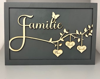 Familienbaum | Familie | Stammbaum | Liebe | Herz | Herzen | Personalisiert | Love | Lasercut | Holz | Wandbild | Familienleben