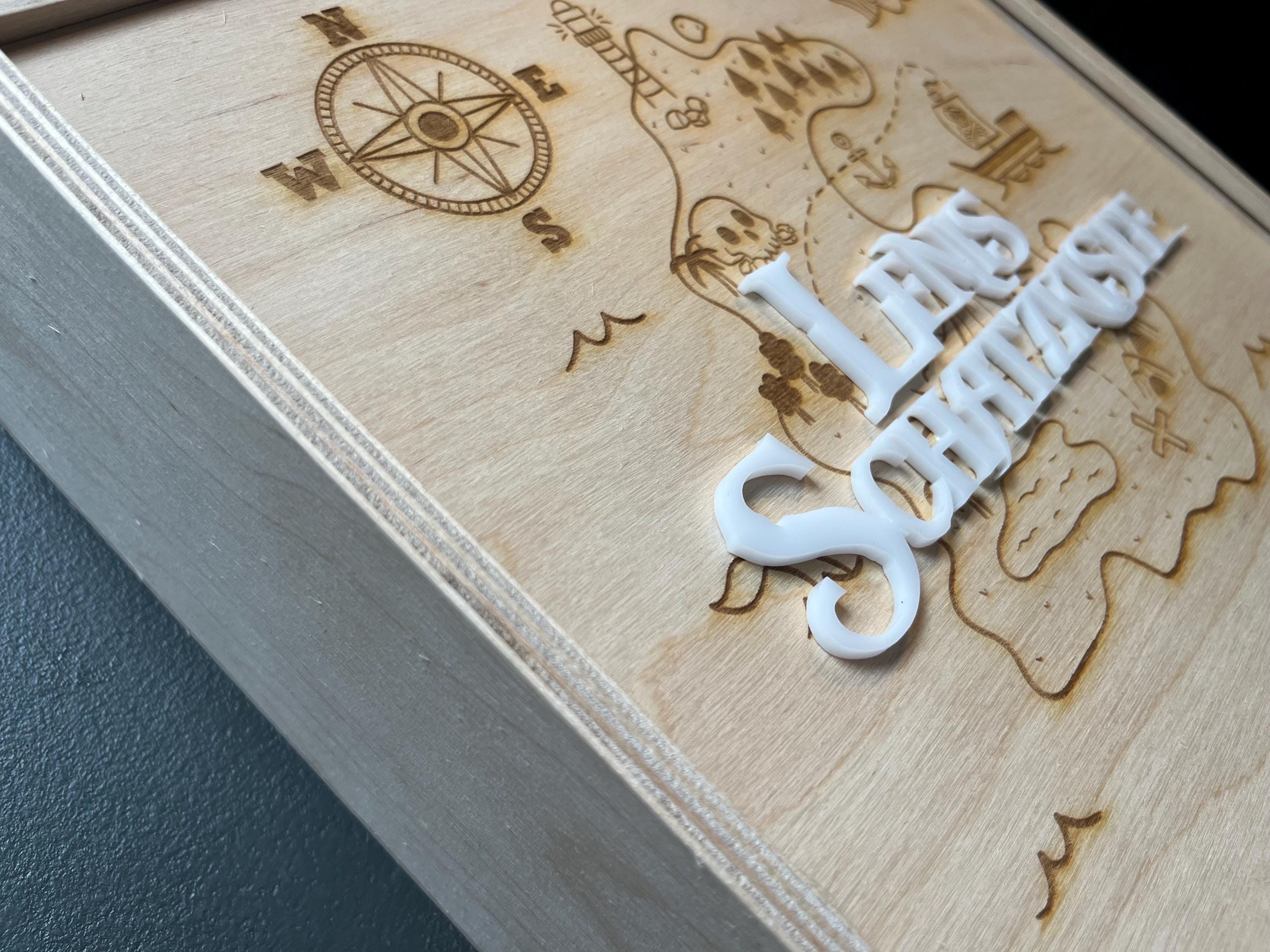 Personalisiert Holzkiste Piratenschatz – Gravur-Truhe 40x30x24cm Aus Kiefer, Für Spielzeug, Deko Oder Als Geschenkbox